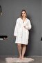 Women's Ecru Ultrasoft Plush Dressing Gown - 8
