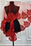 Red Bridal Veil Set, Sparkling Laced, Sequin Embroidered Henna Night Veil, Alı Cover 6 Pieces - 7