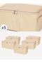 5-piece small cream stripe under-bed luggage organizer set - travel storage - 30x20x15 cm
