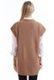 Women's V-Neck Slit Knit Sweater Brown Oversize - 6