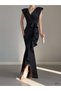 Crepe Fabric Volan Detail Uzn Evening Dress and Graduation Dress 729 582663