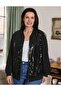 Flexible Knitted Bomber Jacket with Front Sequin Zipper - 5