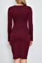 Women's Chest Drop Detailed Long Sleeve Viscose Dress - 9
