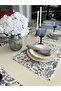 6 Stain-Proof Flower Patterned Gray American Serving - 6