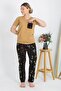 Women's Short Sleeve Cotton Combed Pajamas Suit Mustard 4214