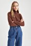 Relax Fit Turtleneck Cashmere Textured Extra Soft Basic Sweater H1651Az22Wn - 3