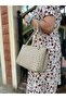 Women's Cream Hand and Shoulder Bag Large Luggage Size 6011MH - 4