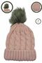Pompom Knitwear Knitted Powder Women's Beanie-Hat - 2
