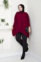 Women's Burgundy Hijab Knitwear Oversize Slit Sweater - 7