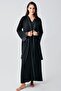 Long Sleeve Lace Stretchy Viscose Nightgown Dressing Gown Set - 7