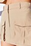 Beige Thick Soft Textured Double Pocket Mini Skirt |   Ek10009063 - 4