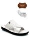 شبشب رجالي من الجلد الطبيعي خفيف الوزن باللون الأبيض ثلاثي الأبعاد - 5