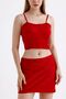 Elastic waist satin mini skirt |   Etk35774 red - 4