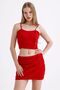 Elastic waist satin mini skirt |   Etk35774 red - 6