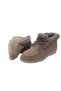 Genuine Leather Beige Suede Sheepskin Lace up Women's Boots - 4