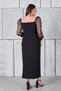 Women's Sweetheart Neckline Spaced Pearl Detail Sleeve Patterned Tulle Front Slit Stretchy Plus Size Evening Dress - 8