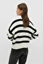 Zippered Striped Sweater Black - 4