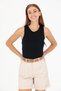 Women's Black Crew Neck Sleeveless T-Shirt 50266320 -Vr046 - 3