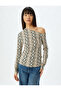 Off-The-Shoulder Body Asymmetrical Neckline Long Sleeve Snake Skin Print Draped - 3
