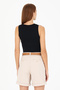Women's Black Crew Neck Sleeveless T-Shirt 50266320 -Vr046 - 5