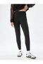 Jogger High Waist Sweatpants Elastic Waist Seam Detail Pockets Interlock - 3