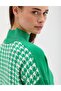 سترة تريكو منقوشة بنقشة Houndstooth باللون الأخضر - 6