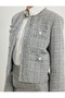 Tweed Crop Jacket Round Neck Tassel Detail Pocket Pearl Button - 5