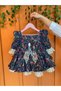 Velvet Textured Corduroy Flared Girl's Baby Formal Dress Designer Santa Dress - 3