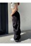 Extra Baggy Tactical Parachute Fabric Wide Leg Black Color Trousers with Cargo Pockets - 3