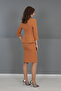 V-Neckline, Short Jacket with a Tie at the Waist & Straight, Tight Skirt - Tan - 5