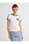 Striped College T-Shirt Slim Fit Printed Short Sleeve Crew Neck Cotton - 3