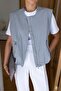 Gray Snap Vest with Front Zipper