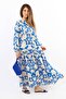Prive Women's Cream Blue Chain 100% Viscose Long Dress - 7