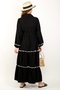 Prive Bohema Black Pompom Belted Maxi Length Viscose Long Dress - 5