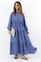 Prive Women's Soft Tensell Fabric Indigo Maxi Length Layered Summer Long Dress 24EL036 - 6