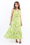 Women's Santorini Green Viscose Dress with Elastic Waist - 5