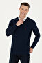 Men's Navy Blue V-Neck Sweater 50269004-Vr033 - 3