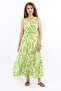 Women's Santorini Green Viscose Dress with Elastic Waist - 2