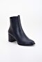 Women's Genuine Leather Daily Heeled Boots - Navy Blue - 3