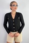 Women's Lia Black Gold Buttoned Knitwear Cardigan - 4