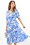 Women's Cruise Blue Viscose Midi Dress with Elastic Waist - 2