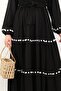 Prive Bohema Black Pompom Belted Maxi Length Viscose Long Dress - 6