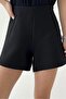 Women's Elastic Waist Black Mini Shorts - 3