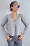 Women's Lia Gray Gold Buttoned Knitwear Cardigan - 7