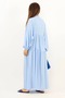 Prive Women's Base 100% Viscose Blue Maxi Length Layered Balloon Sleeve Long Summer Dress - 3