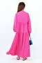 Prive Women's Fuchsia Base 100% Viscose Maxi Length Layered Balloon Sleeve Long Summer Dress - 4