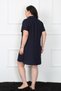Fashion Line Large Size Woven Buttoned Navy Blue Tunic Nightgown 1022 - 4