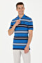 Men's Cobalt Blue Polo Neck T-Shirt 50263219 -Vr045 - 3