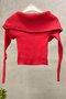 Handkerchief Collar Ribbed Long Sleeve Sweater - 2
