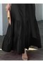 Women's Long Sleeve Skirt Frilly Waist Belted Tricotone Full Length Shirt Dress - 6